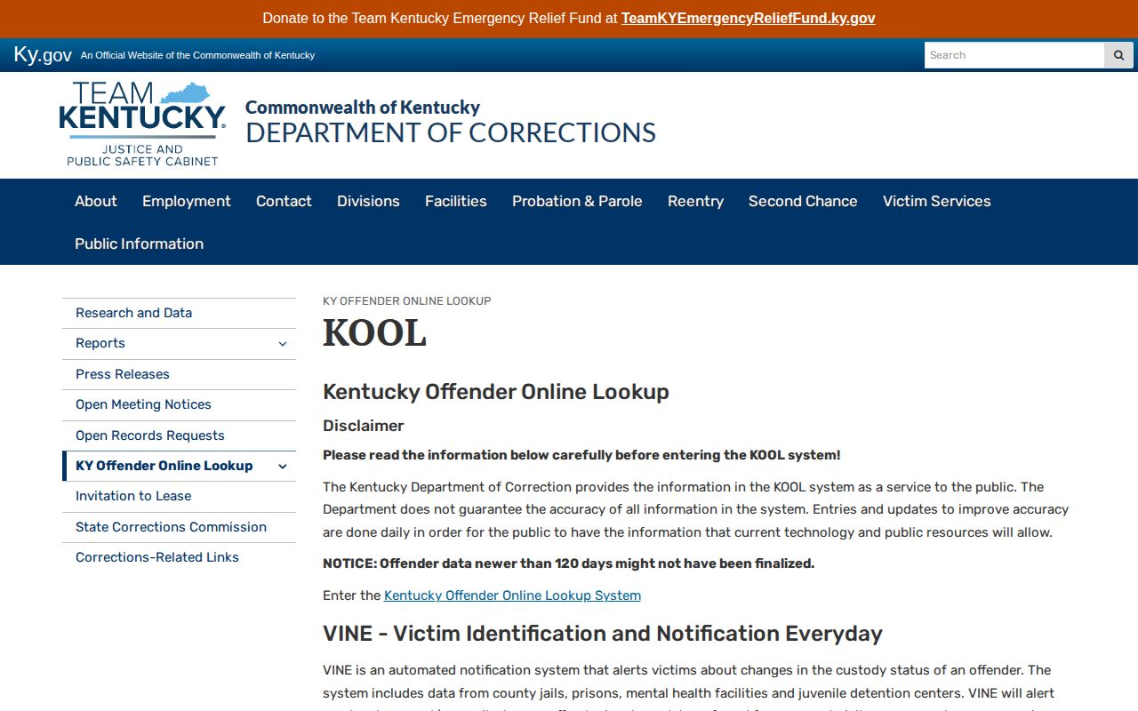 Kentucky DOC lookup policy for Harrison County arrest searches