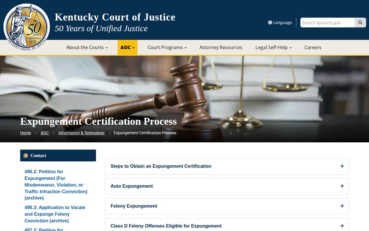 Kentucky expungement guidance for Harrison County arrest records